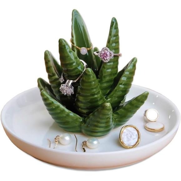 Aloe Ring Holder,Cactus Ring Dish,Jewelry Holder Trinket Tray forJewelery - Picture 1 of 6